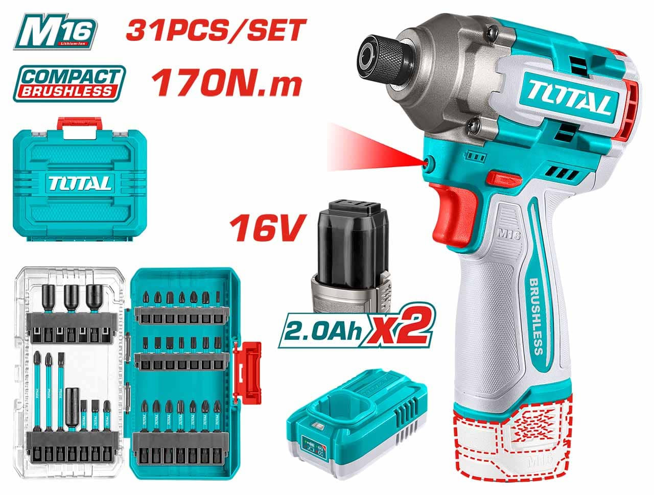 Total Cordless Impact Driver 16V-TOSLI241083