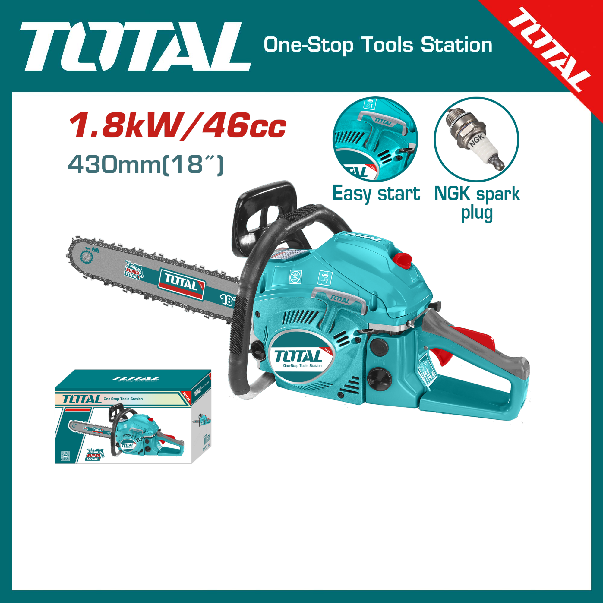 Total Gasoline Chain Saw 18"-TG5451811