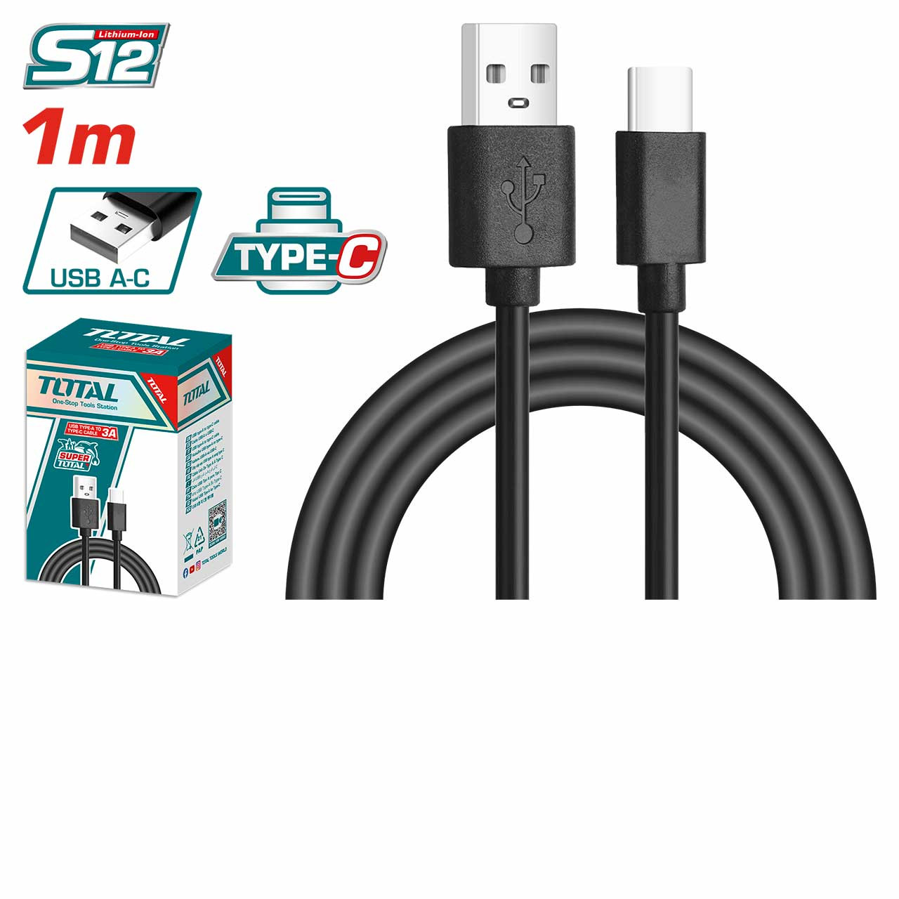 Total USB type-A to type-C Cable 12V-TIUCC01